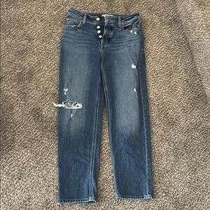 Wrangler Blue High Rise Jeans with Distressed Details